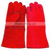 4 Inch Cow Split Leather Welding Gloves / Red Leather Gloves Men thumbnail-1