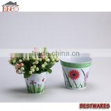Beautiful design decal round plastic melamine cup shape flower pots