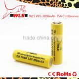 New product WLS KV5 li-ion battery 18650 WLS KV5 2800mAh high drain battery for e-cig