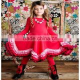 wholesale girls plain red ruffle full skirt festival baby kids boutique outfit