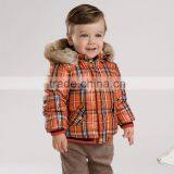 DB3388 Dave Bella 2015 Winter Infant Coat Baby Boy Warm Jacket Padded Jacket Outwear Boys High Quality Coat Boutique Grid Jacket