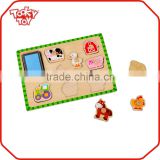 For Kids Play With Ink Pad Toys Wooden Farm Stamps Puzzle