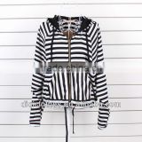 Personality streaks lady hoodie sweater, newest design black and white stripe hoody for lady