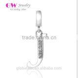 S067J Globalwin 925 Sterling Silver Alphabet Letter J Paved With Crystals Charms thumbnail-1