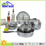 9pcs casserole, saucepan with lid cookware set non stick stainless steel stock pot with induction bottom