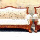 Soild Wood Carved Sofa, Solid Wood Sofa, Wood Frame Sofa, Indian Carved Sofa thumbnail-1