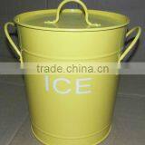 YELLOW METAL ICE BUCKET WITH PLASTIC INNER AND METAL SCOOP,BAR, PARTY thumbnail-1