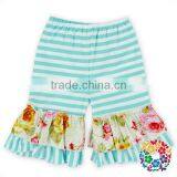 Wholesale Baby Ruffle Shorts 100 % Cotton Stripe Flower Designs Ruffled Shorties for Toddler Girl thumbnail-5