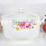 8" Ceramic Cookware Pot Safe for Microwave With Glass Lid thumbnail-2