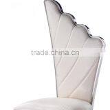 B8069 Angel Wing White Leather Recliner Dining Chair thumbnail-3
