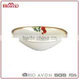 New Houseware Products Durable Beautiful Floral Rim Deep Melamine Plastic Bowl White thumbnail-1