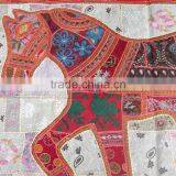 Indian Old Fabric Wall Decor With Horse Figure - Handworked Cotton Fabric Patchwork Wall Hanging Tapestry thumbnail-3
