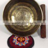 Blessing Buddha Carved Om Mane Padme Hum Tibetan Handmade Singing Bowl thumbnail-1