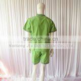 Orange/Green Solid Stripe Unisex Pajama Sets V-Neck Short Sleeve Sleepwear Summer/Autumn Couple Spa Shirt+Pants Pajama Sets thumbnail-6