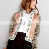 Women Custom Floral Embroidered Satin Bomber Jacket Baseball Jacket With Private Label thumbnail-5