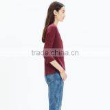 Claret Modern Linen Three Quarter Sleeve Women t Shirt thumbnail-2