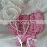 Ribbon Pattern With Hat and Shoes Handmade Baby Dress Crochet thumbnail-4