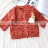 2-7 Years 2017 New Wholesale Cotton Full Sleeves Knitting Solid Sweater Long Kids Girls Coats (pick Size Color ) thumbnail-3