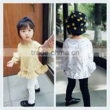 1-6 years Wholesale 2017 Autumn Cotton Full Sleeves Dot Lotus Leaf Girls Blouses (pick size color)