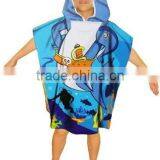 Adults and Childrens Hooded Poncho Beach Robe Towelling Velour Printing thumbnail-2