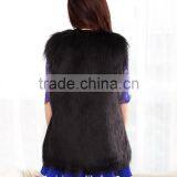Pure Colour Long Hair Woman Sheep Fur Faux Fur Sleeveless Waistcoats thumbnail-5