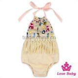 Bohemia Style Halter Printed Decorative Tassels Baby Girl Baby Grows Bodysuit Floral Romper thumbnail-1
