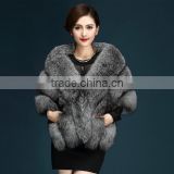 Faux fur-trim wool-blend cape elegant stylish long cape women oversized winter coats