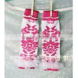 Hot Pink Demask Leg Warmers With White Ruffles RLM02 thumbnail-1