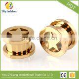 3 Colors Stainless Steel Pentagram Shape Channel Ear Plug thumbnail-5