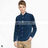 T-MSS544 Men Long Sleeve Navy Blue 100% Cotton Corduroy Dress Shirt thumbnail-1