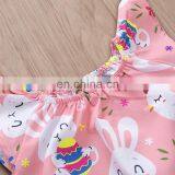 Easter Newborn Romper Baby Pink Rabbit Print Jumpsuit Short Sleeve thumbnail-4