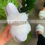 2020 New Thick Bottom Slippers Women's Faux Fur Diamond Slippers Flat Outdoor Platform Shoes Women's Sandals thumbnail-5