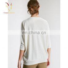 Ladies Loose Vneck Short Sleeve Cashmere Sweater thumbnail-4