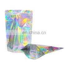 Custom Printing Resealable Transparent Holographic Zip Makeup Packaging Bag Pouch Self Adhesive Holographic Bag thumbnail-5