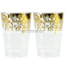 Gold Silver Rimmed Clear Hard Plastic Cup, Fancy Disposable Plastic Party Wedding Tumbler Cups thumbnail-4