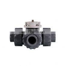 COVNA DN20 3/4 Inch 3 Way T Port Lever Operated PVC Plastic True Union Ball Valve thumbnail-2