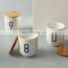 INS Minimalism Style Aromatherapy Candle Customized Wax With Wooden Lid Digital Ceramic Jar Electroplating Scented Candle thumbnail-3