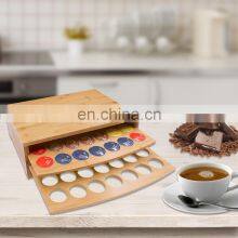 Natural Coffee Pod Holder Bamboo Coffee Stand 2-Tier Bamboo Drawer For Counter Sliding Capsule Drawers thumbnail-3