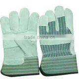 Cow Split Leather Safety Gloves With Patch Palm Rubberized Cuff Palm thumbnail-2