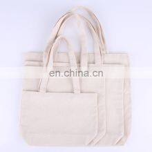 Large Fold Floral Embroider Color Cloth Zipper Pouch Wholesale 12oz Cotton Canvas Tote Bag Shop Bag