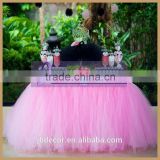 TC091C customize size fancy light pink puffy weeding tulle table skirting for sale                        
                                                                                Supplier's Choice