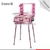 Guangdong Manufacturer Promotional Makeup Design Fashion Aluminum Cosmetic Case Makeup Trolley Case With Lighted Mirror thumbnail-1