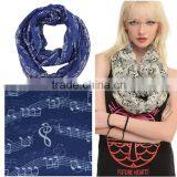 Music Note Printed Fashion Ladies Polyester Circular Scarf Neck Warmer