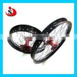 New MX Wheel Set 21x1.60 19x2.15 Black Rim/Red Hub CR125 CR250 CRF250 CRF450 RX thumbnail-1