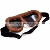 BJ-GT-008 Fold Design Brown Leather Colorful Lens Motorcycle Goggles Roll Off thumbnail-6