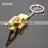 3D Excavator Shaped Three-dimensional Gold Color Alloy Metal Excavator Keychain thumbnail-4