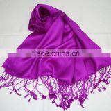 Satin Weave Pure Silk Shawl and Scarf in Wide Range of Colors... thumbnail-6