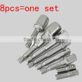 8Size=one set 1/4 Inch Hex Power Drill Driver Socket Bar Wrench Adapter Extension Type(1/2Inch/3/8inch/1/4inch) AR-50
