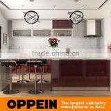New Design White and Red Lacquer Finish Wood Veneer Kitchen Furniture With Island thumbnail-2