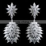 JINSE Solid 925 Sterling Silver Clear CZ Crystal Leaf Burst Earrings thumbnail-1